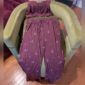 Floral Pajama Set in Burgundy
